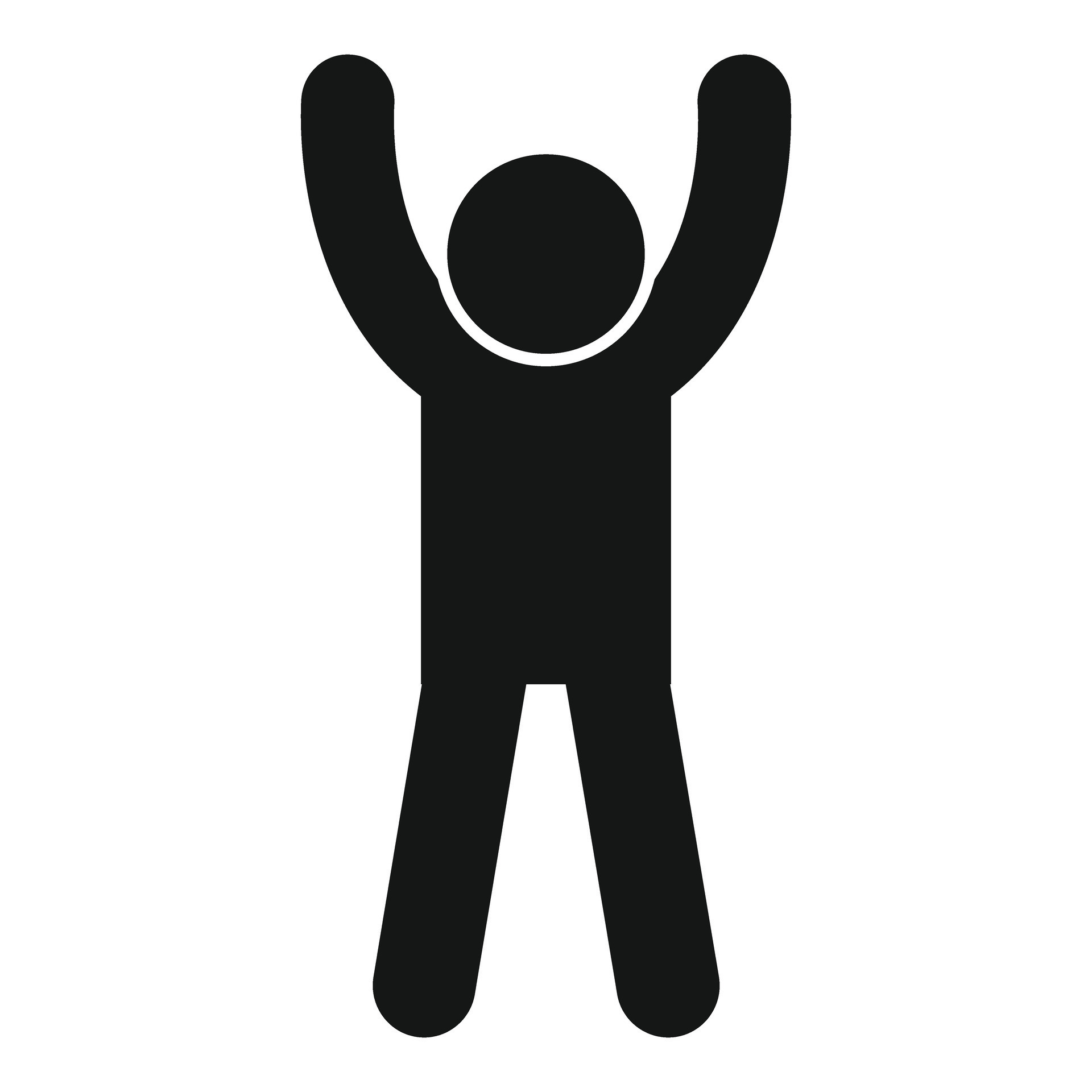 stick figure raising arms celebrating success vector